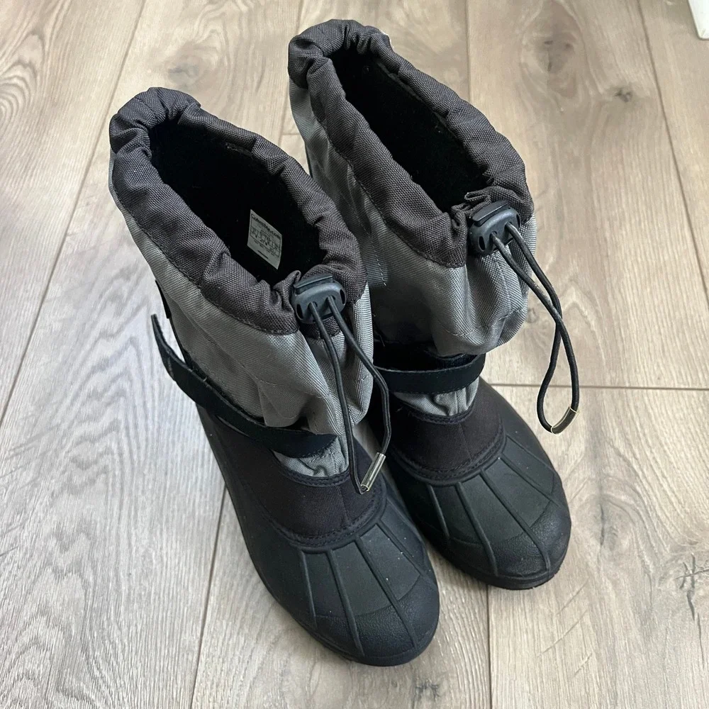 Columbia Powderbug Plus II KIDS Size 6 Waterproof Winter Snow Boots‎ Black Gray